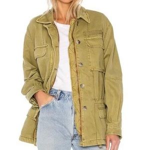 Free People Utility Canvas Jacket Olive Gr…